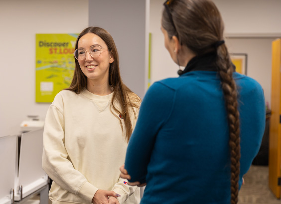 employees conversing at work